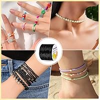 Vista 7 de PAXCOO 1.4 MM de cuerda elástica para pulseras, cuerda mágica elástica para pulseras de la amistad, collares, cuentas de arcilla, cuentas de pony