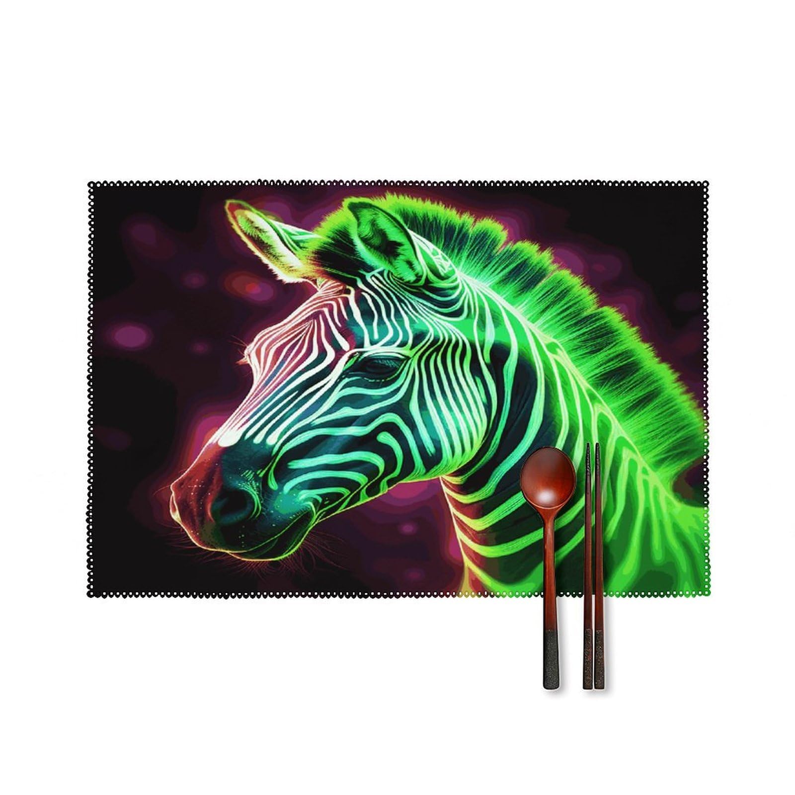 Fekiloot Style Glowing Zebra Placemats Set Of 6,Table Mat