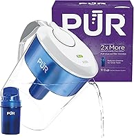 PUR 11-Cup Water Filter Pitcher NSF Certified Powerful Filtration Dishwasher Safe Filter Indicator White