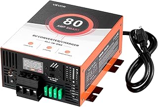 VEVOR RV Power Converter, 80 Amp, 110V AC to 12V DC RV Converter Battery Charger, Multi Stage Smart Charging, 13V to 16.5V Operating Range, Compatible with Lithium & Lead Acid Battery, for Camper