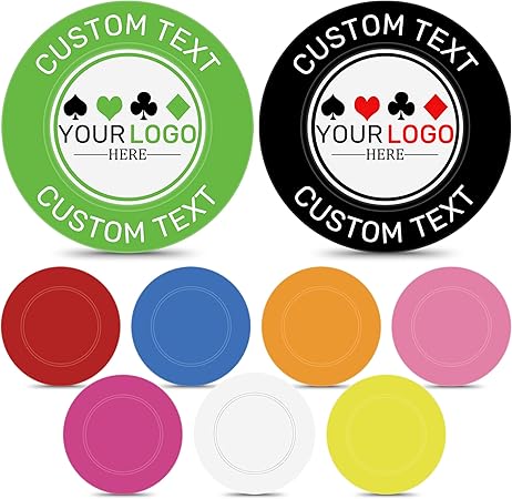 100 Custom Plastic Poker Chips, Personalized Your Image or Text on a Chip for Double Sided Full Color Print, Good for Business Cards, Corporate Events, Drink Token