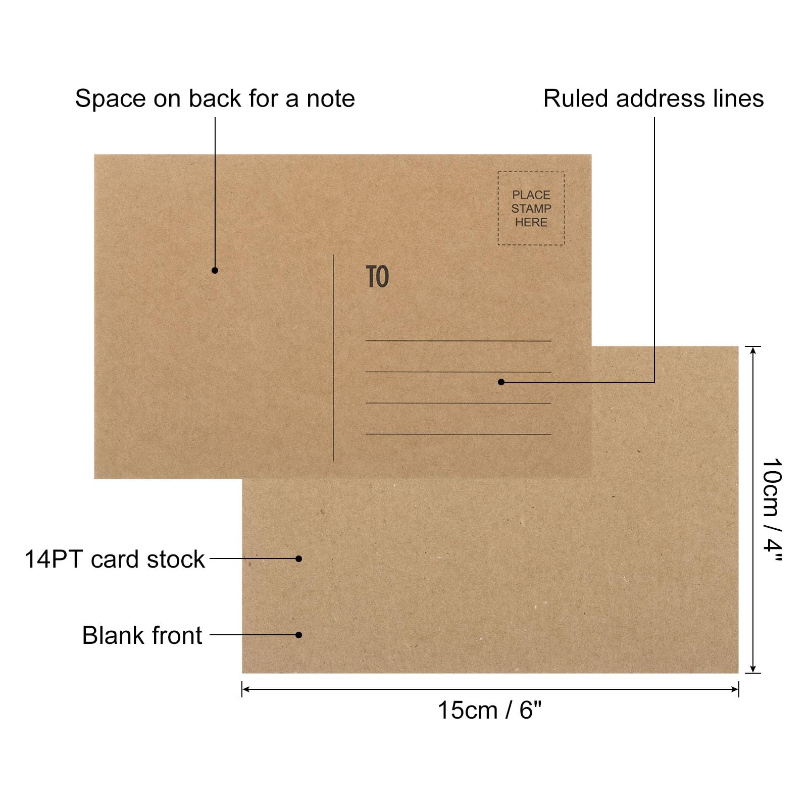 PATIKIL 300 Paquetes de Tarjetas Postales en Blanco 4 x 6 250gsm Marrón