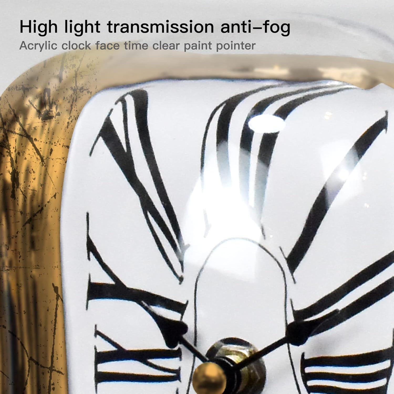 Melting Clock Dali Melted Clock Gift Decor Art Inspired Wall Clock Twisted Shelf Hanging Surrealist for Decorative Shop Office Home Desk Roman Antique Gold…