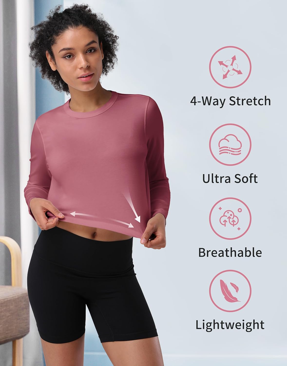 Pioneer Camp Long Sleeve Crop Tops for Women Cropped Workout Bamboo Viscose Shirts Loose Athletic Gym Yoga Running T-Shirts - Image 4