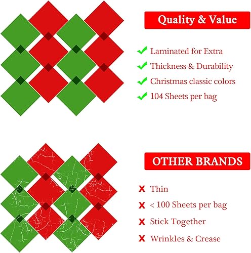 Miniatura 2 de Outus 104 hojas de celofán de celofán de color para filtro de luz de gel, bricolaje, manualidades, decoración, lámina de plástico (rojo, verde, 7.5