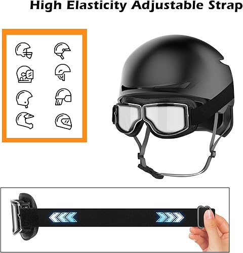 Miniatura 6 de BELINOUS Gafas de motocicleta para scooter, ATV todoterreno, gafas de cuero vintage estilo piloto