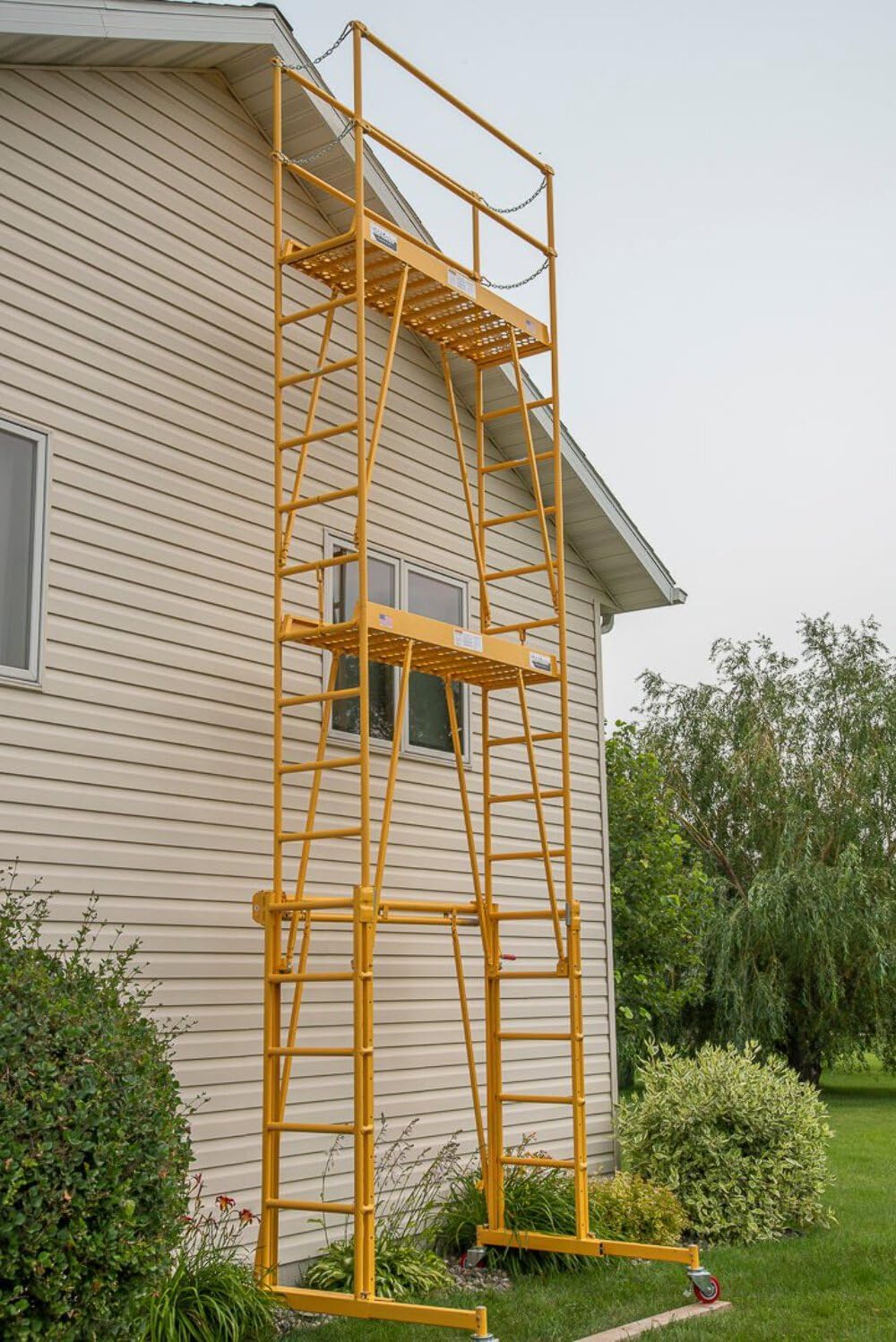 Tele-Tower® Adjustable Work Platform Model 1101-2296, 1000 lbs, 11' 8’x22” Deck Size, Scaffolding Alternative, Safety Rails, Adjustable Outriggers, Easy Assembly, Portable