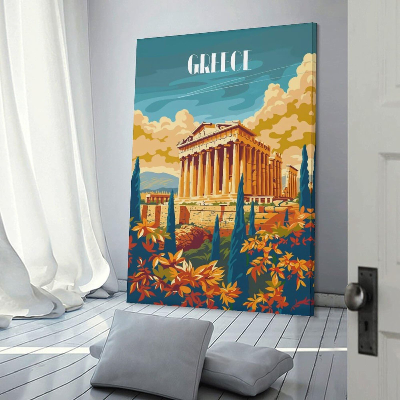 Junmoney Ancient Greece Glory Canvas Wall Picture, 20x30inch(50x75cm), for Home, Office, Studio Or Guest Room, A Flexible Wall Accent for Shared Spaces