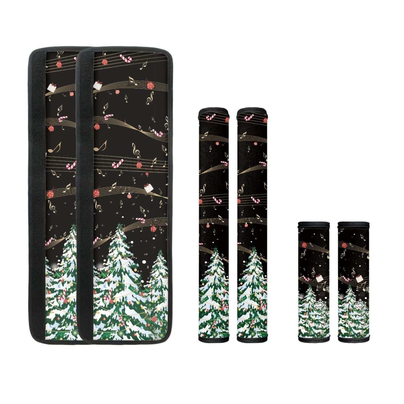 Biyejit Christmas Tree with Music Notes Refrigerator Door Handle Covers Set of 6, Xmas Decor Refrigerator Handle Covers Antiskid Kitchen Appliance Protector for Fridge Oven Dishwasher