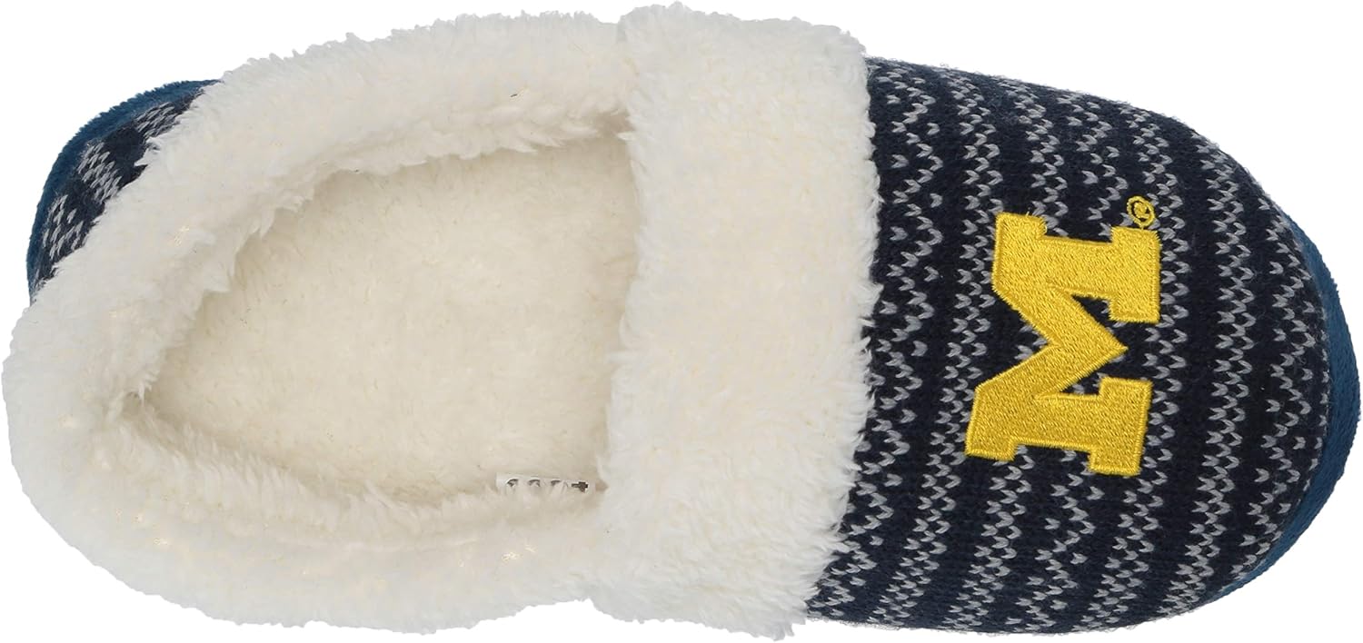 FOCO NCAA Michigan Wolverines Unisex Smu Big Logo Holiday Aztec Print Knit Moccasinsmu Big Logo Holiday Aztec Print Knit Moccasin, Team Color, Medium