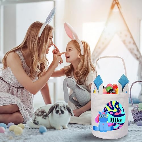 Miniatura 5 de Jocidea - Canasta de Pascua personalizada, paquete de 1 canasta de Pascua personalizada para niñas y niños, canastas de Pascua personalizadas,