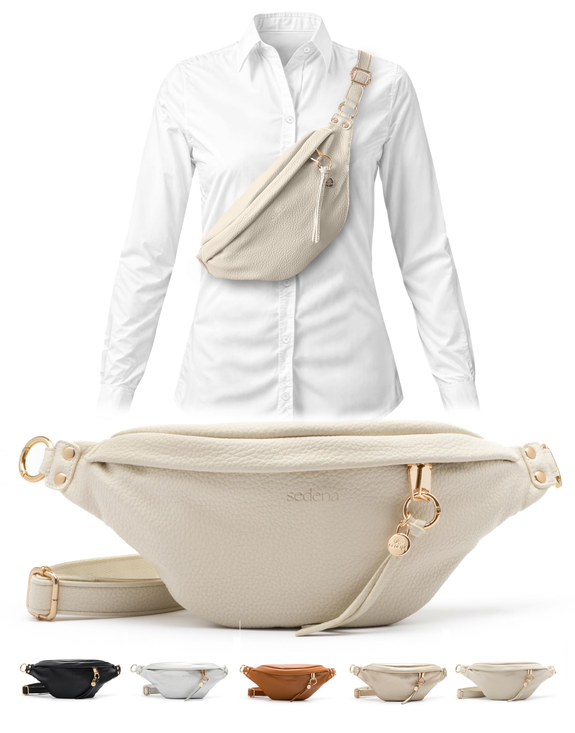 sedena Anti Pickpocket Bag - Ivory RFID Crossbody Bag for Travel, Adjustable Strap Multiple Compartments Anti Theft Crossbody Bags for Women Travel Size Essentials Crossbody Bags for Women Large Size