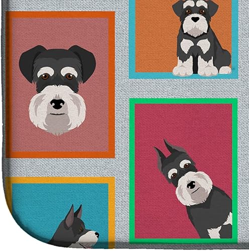 Vista 4 de Caroline's Treasures MLM1145DDM - Tapete de secado de platos Schnauzer negro y plateado, absorbente para secado de platos, para encimera de cocina