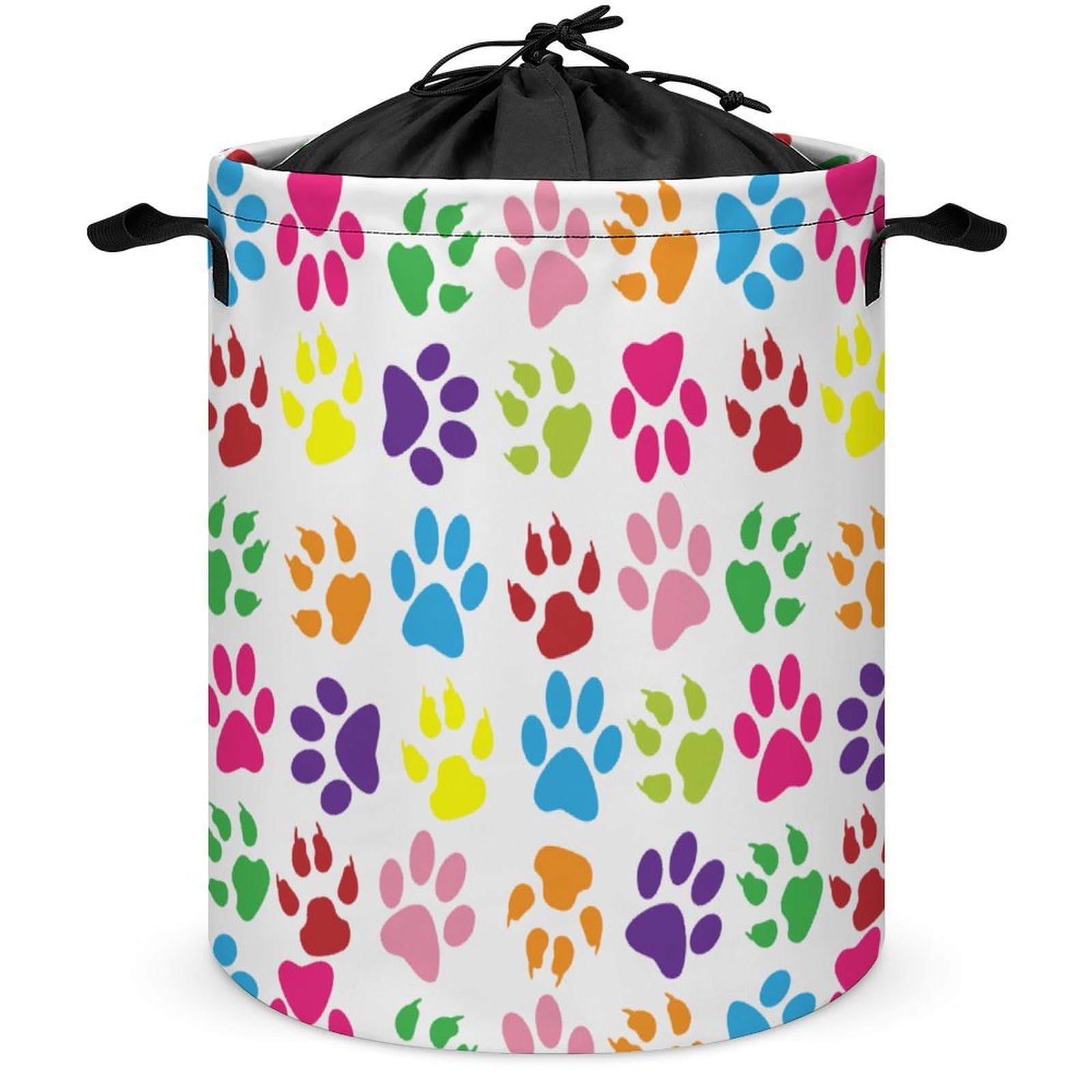 Wlntrophic Drawstring Laundry Hamper, Dog Paw Laundry Basket, Washing Basket with Handle