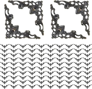 Geesatis 100-Pack Antique Bronze Corner Protectors,1.6x1.6x2.2 inch