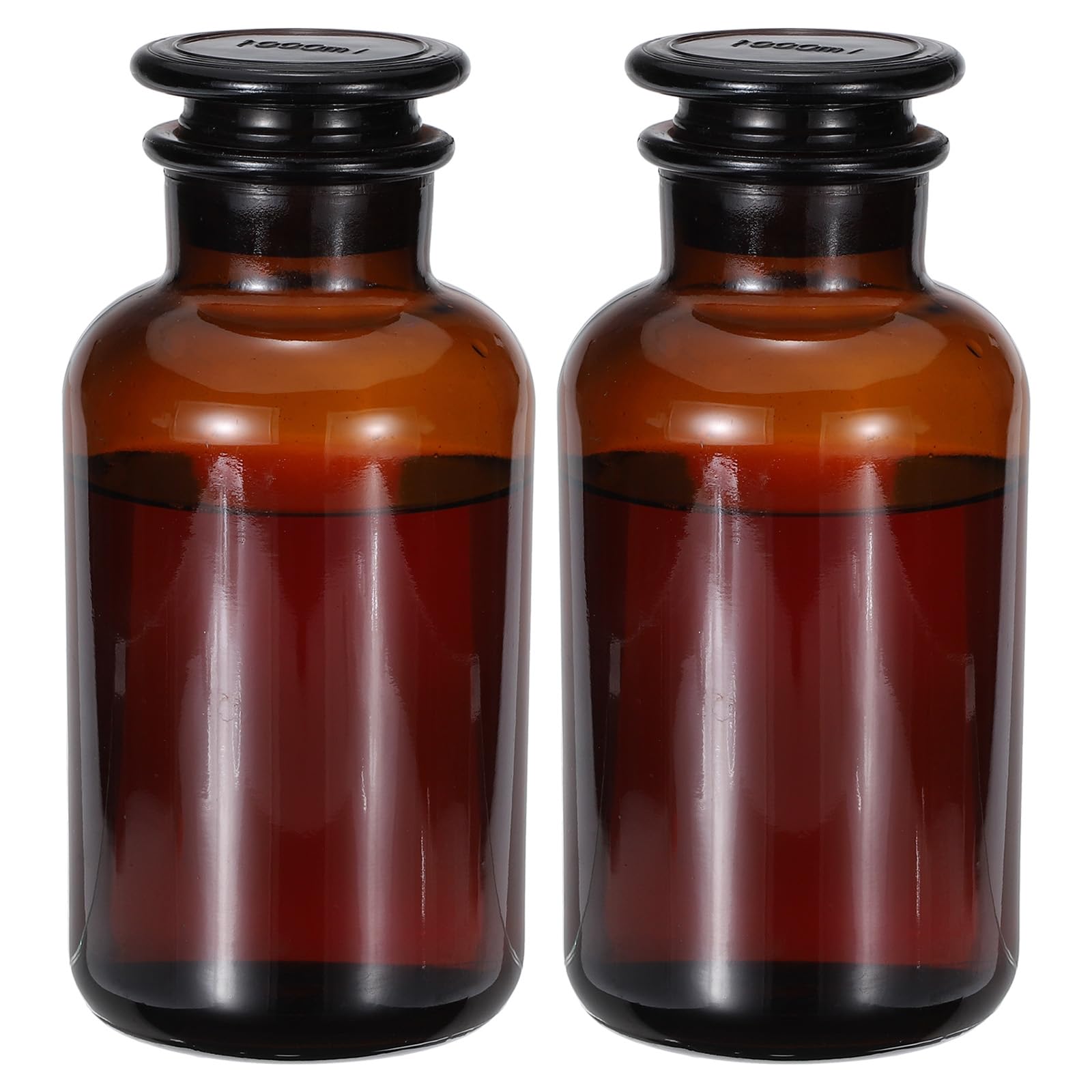 PATIKIL Bottiglia 2 Pezzi 1000ml Vetro Bocca Larga Bottiglia Per Conservazione Reagenti Con Tappo In Vetro Smerigliato Per Laboratorio Acqua Reagenti Liquidi, Chimica, Scienza, Vaso.