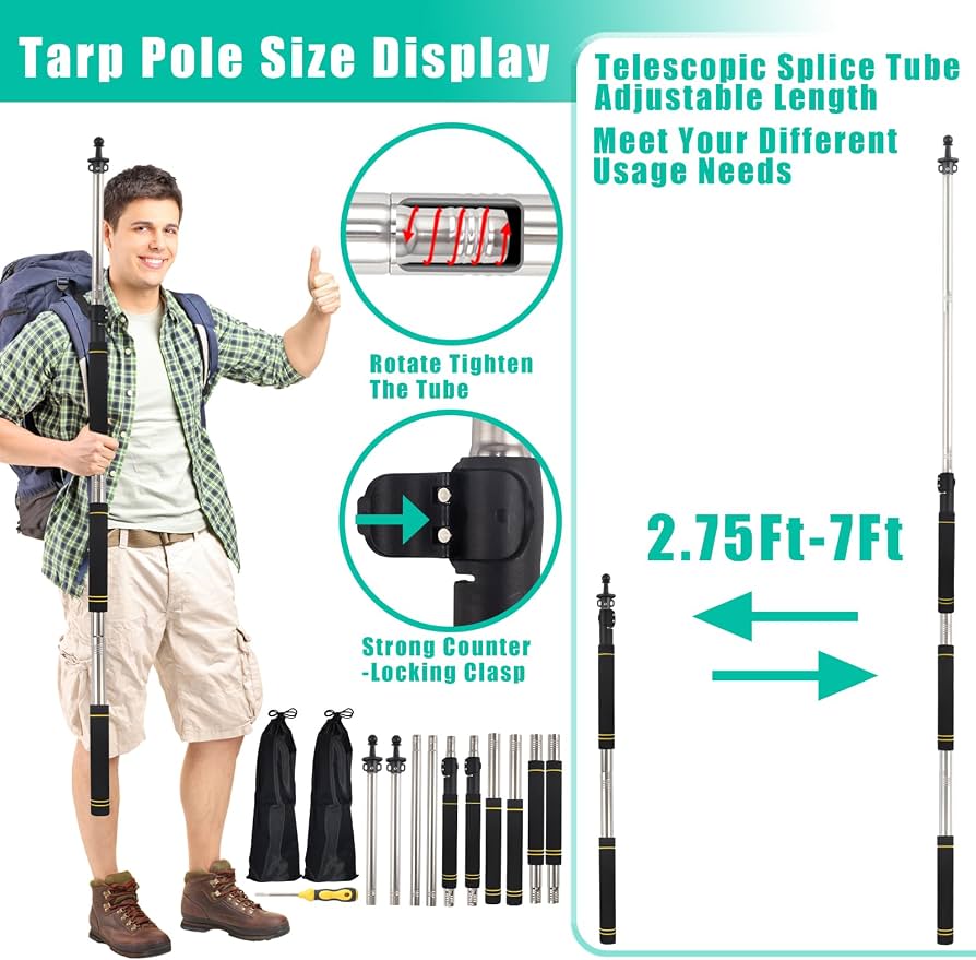 Amazon.com : Frebuta Tarp Poles,Tent Poles Set of 2 2Ft to 6Ft