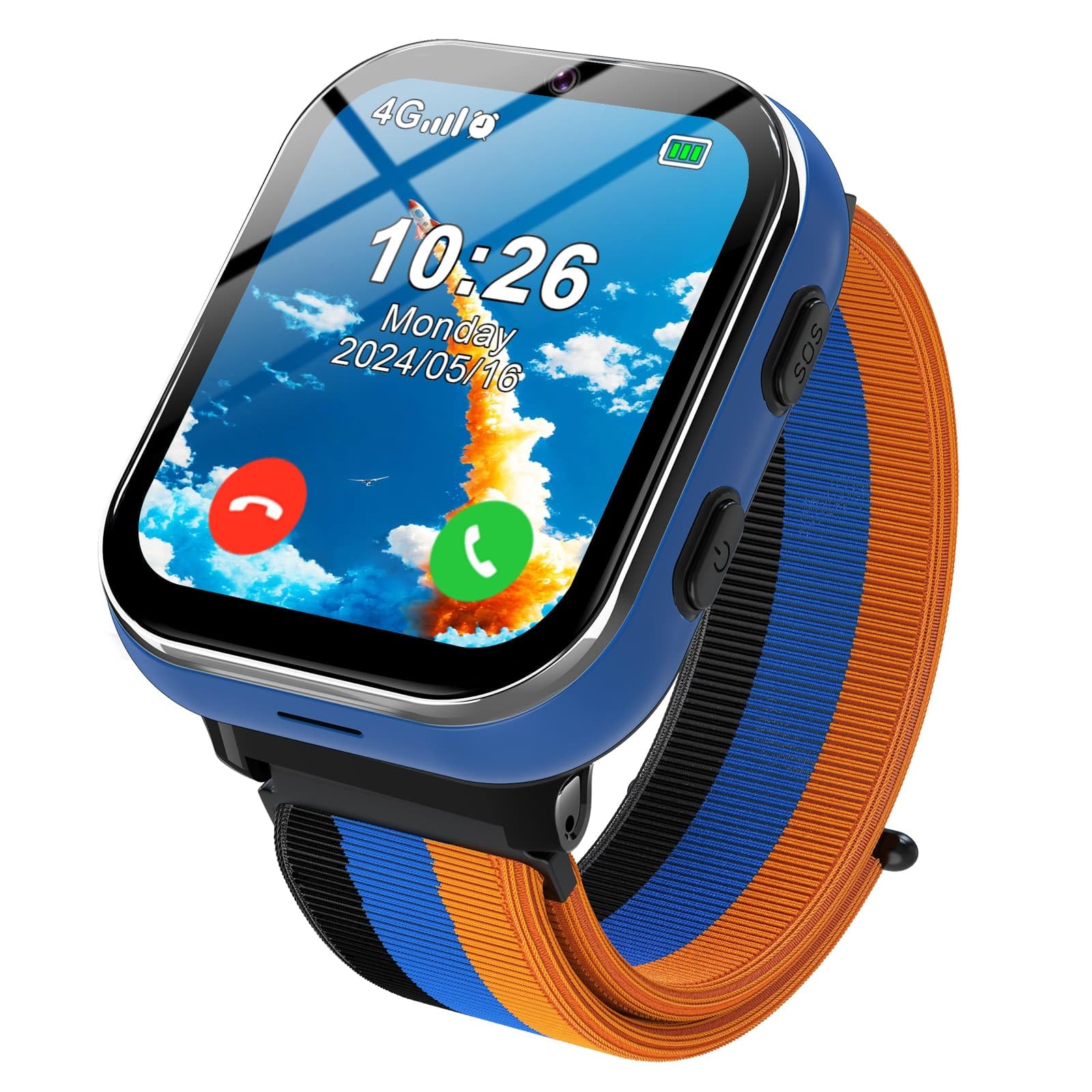 PTHTECHUS Smartwatch bambini 4G, orologio telefonico per bambini con funzione di chiamata, chiamate bidirezionali, fotocamera, MP3, SOS, scheda di apprendimento, regalo per ragazzi e ragazze (blu)