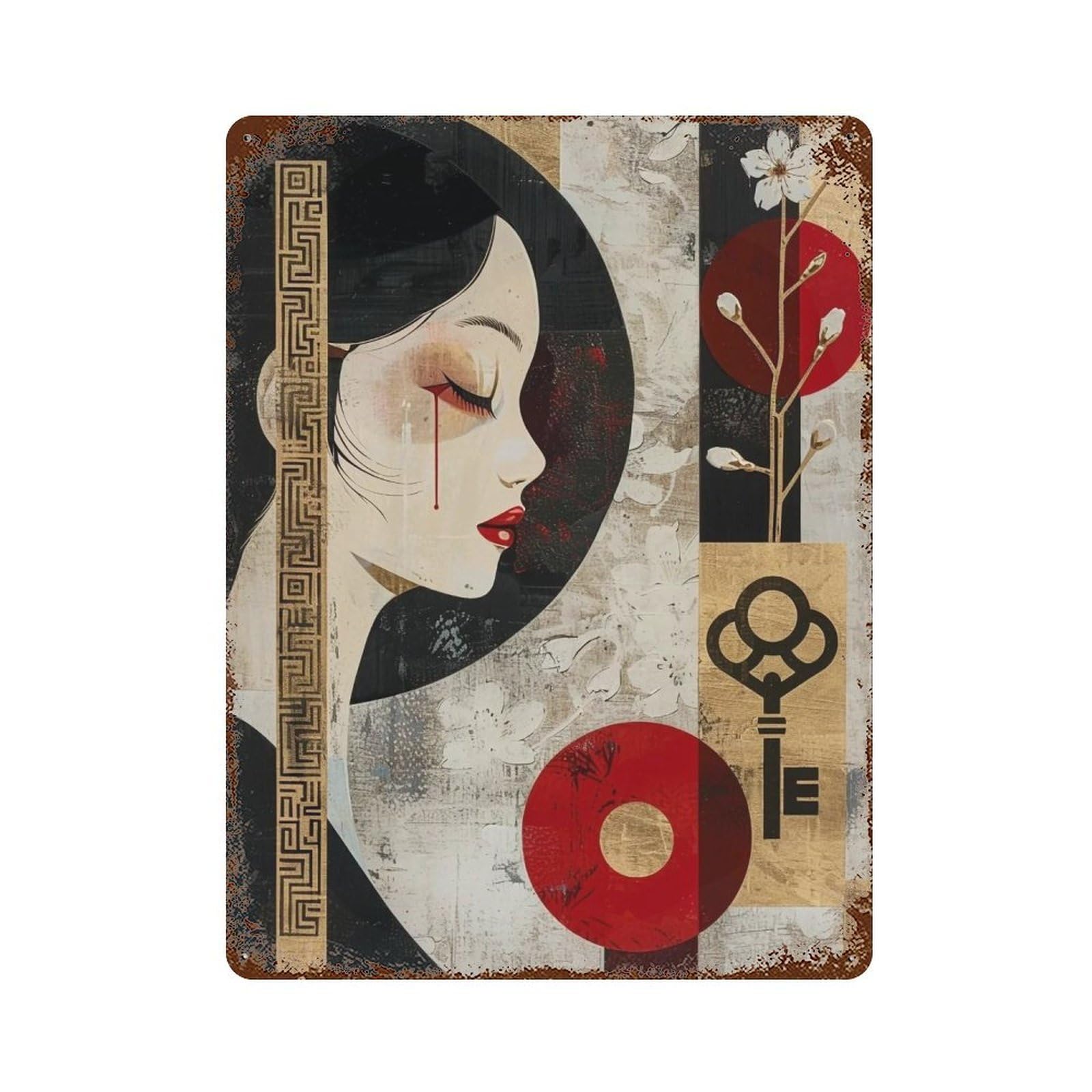 HDURYEYRYY Oriental Geometry 03 Wall Retro Iron Vintage Art Metal Tin Sign Poster Modern Home Cofffee Club Art Bar Shop Decor Style 40x30cm