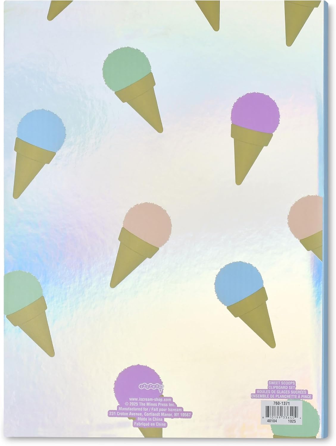iscream 9" x 12" Clipboard Portfolio with Stationery Notepad, Envelopes and Stickers - Holographic Tasty Scoops