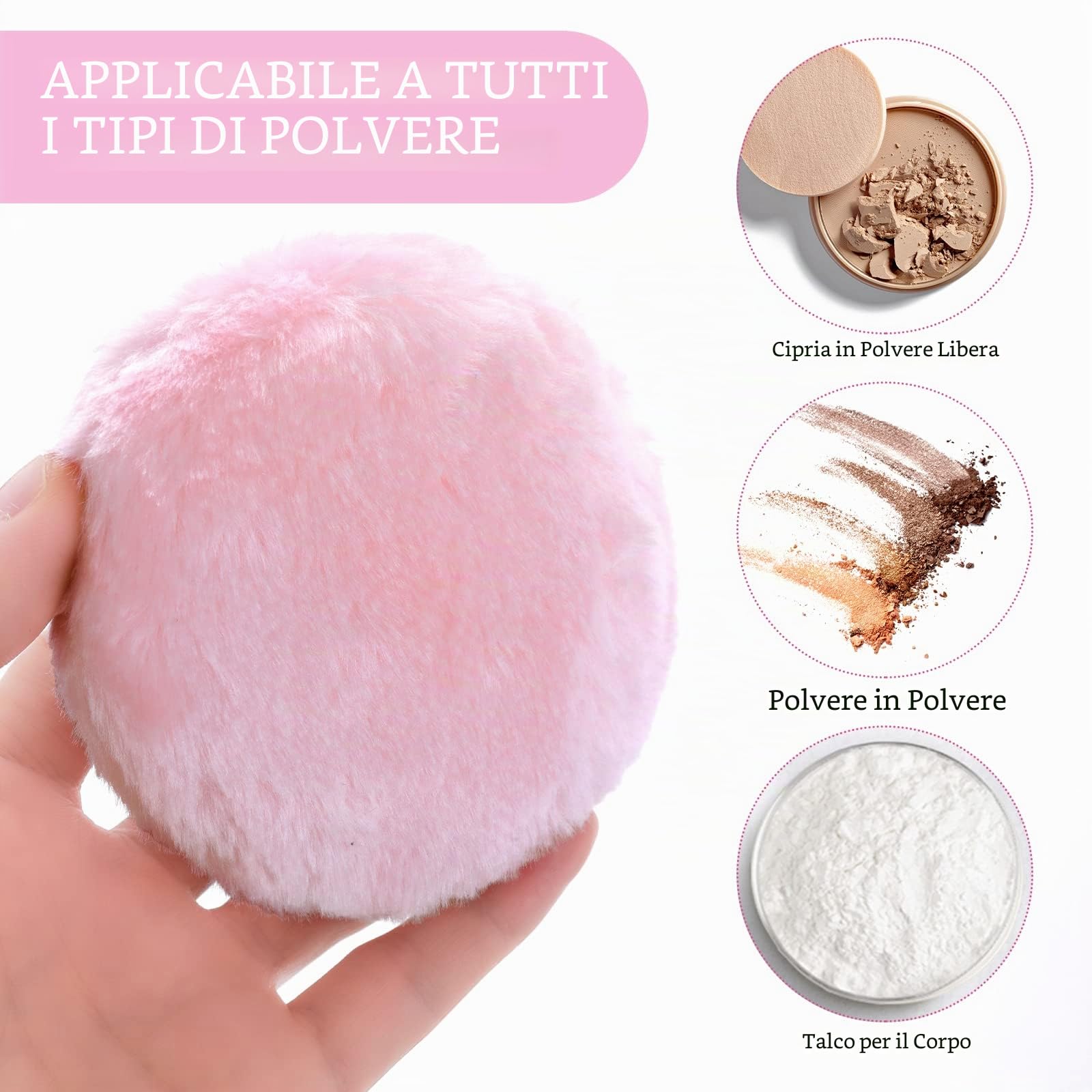 Sibba Sbuffo In Polvere Grande Soffice 10 Cm Ultra Morbido Lavabile Riutilizzabile In Velluto Per Viso Corpo Cipria Soffio In Polvere Strumento Per Il Trucco Bagnato E Asciutto (Rosa E Giallo)