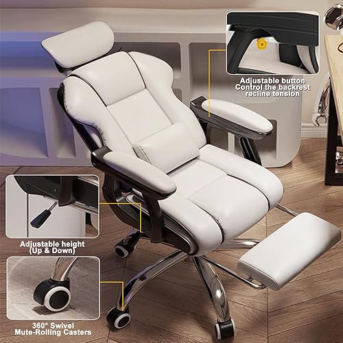 Miniatura 2 de Silla de oficina ejecutiva reclinable con reposapiés, escritorio ergonómico para computadora con soporte lumbar, silla grande y alta para juegos de