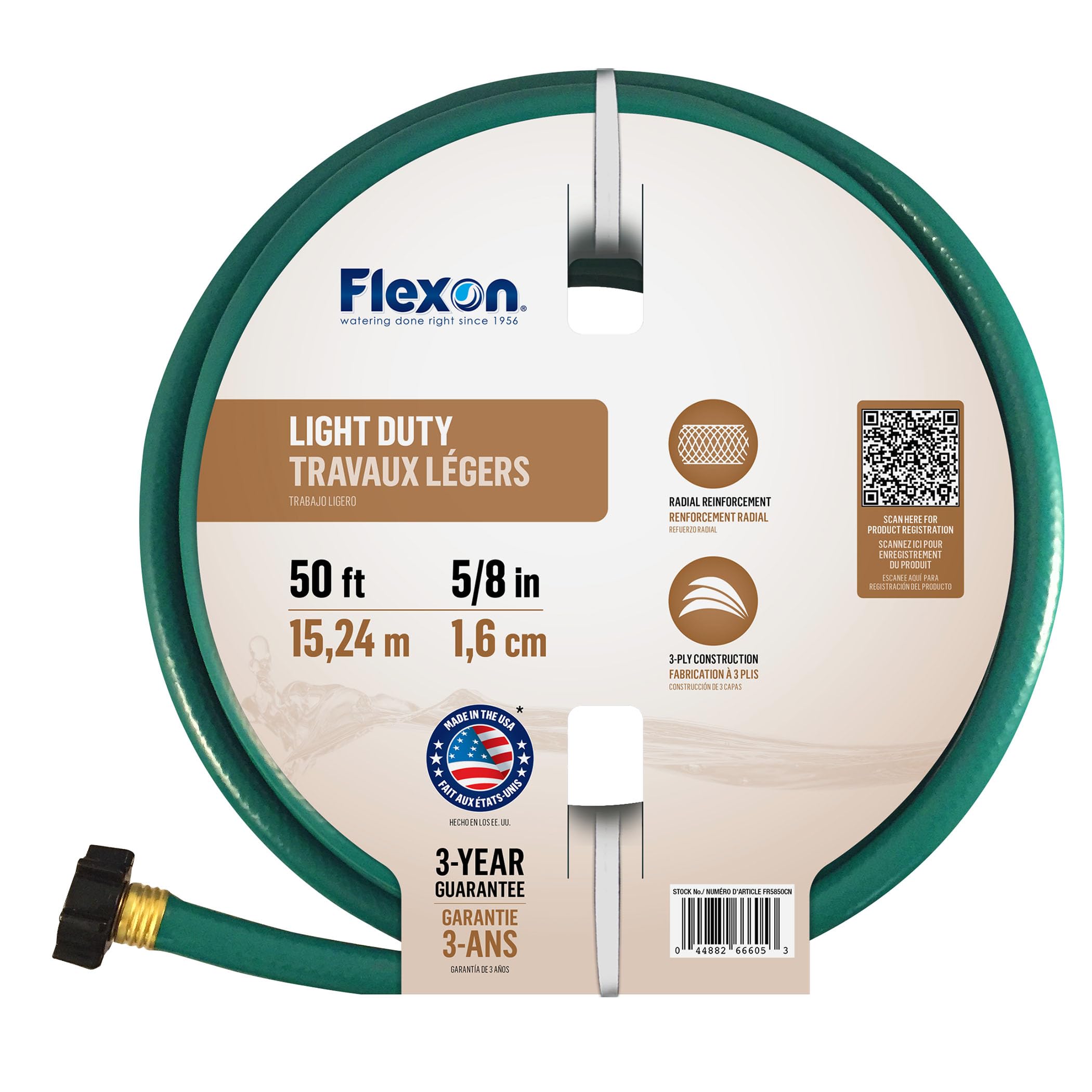 Flexon FR5850 5/8-Inch x 50-Foot 3-Ply Light Duty Garden Hose