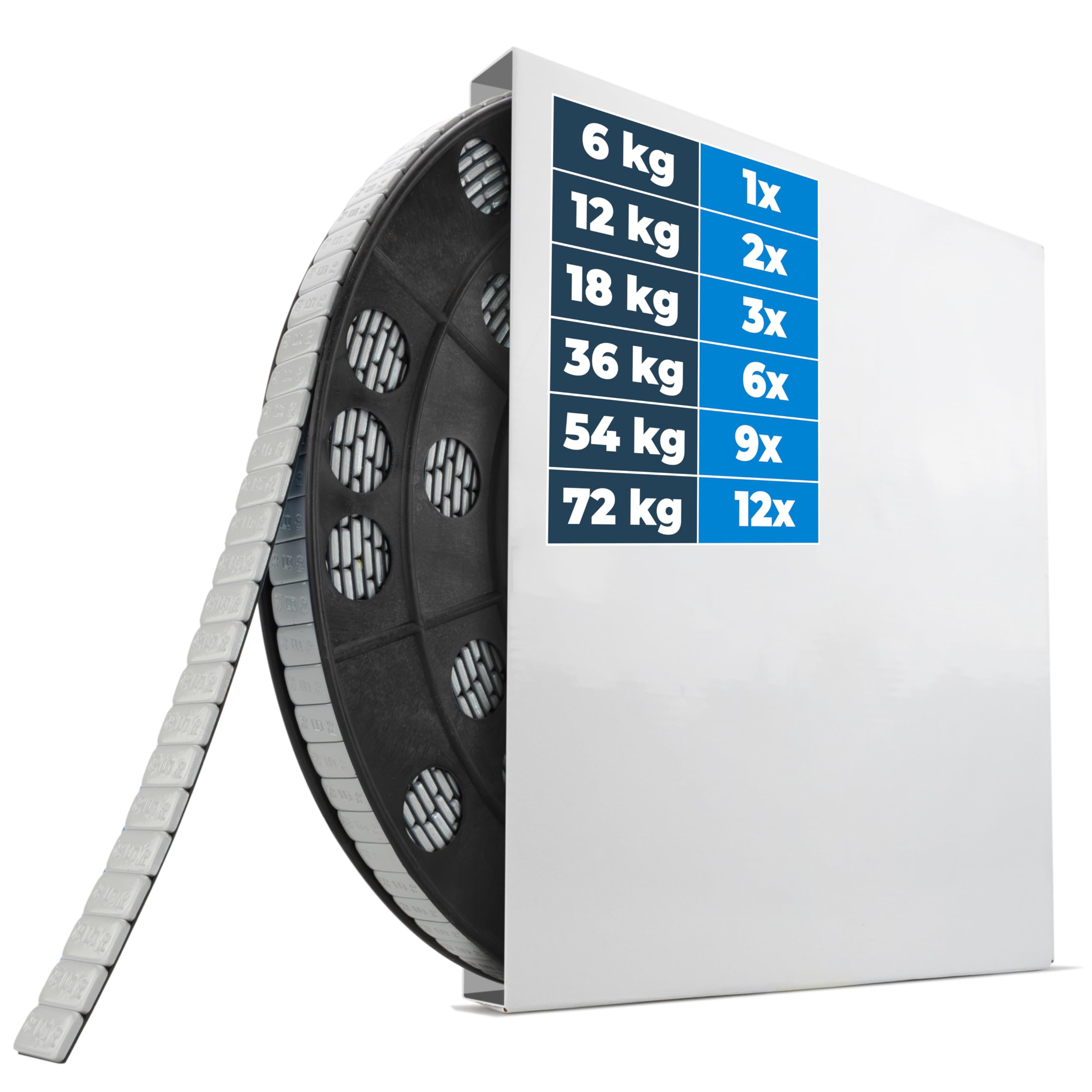 HASKYY 18KG Auswuchtgewichte Klebegewichte Stahlgewichte Rollen 3600x5g Silber Kleberiegel mit Abrisskante für Alufelgen & Stahlfelgen - Kunststoffbeschichtet FE-Klebegewichte