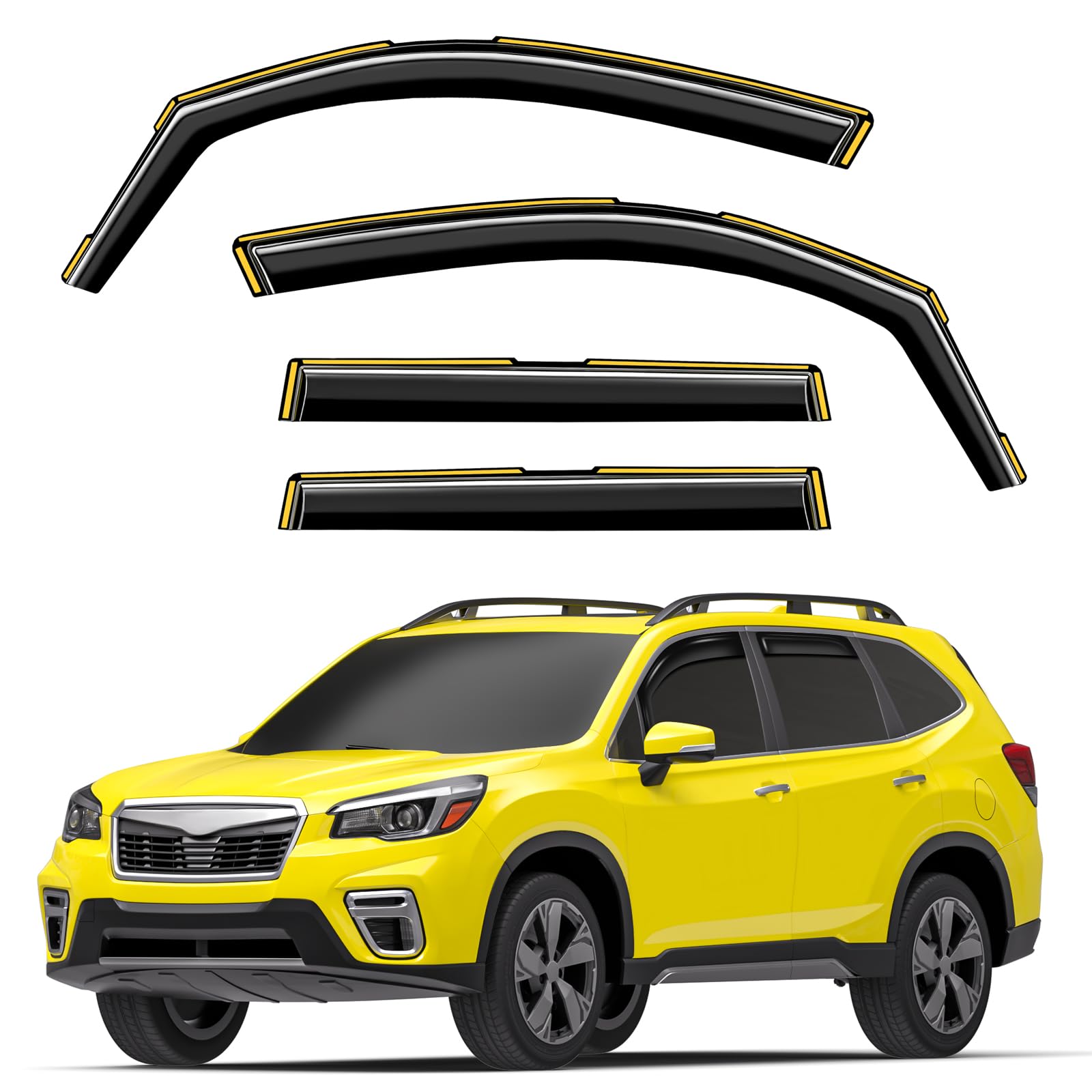 in-Channel Window Rain Guards Intended for Subaru Forester 2019-2024 Extra Durable Side Window Deflectors Rain Guard Window Visor Vent Visors Vent Shades Exterior Car Accessories - 4 pcs