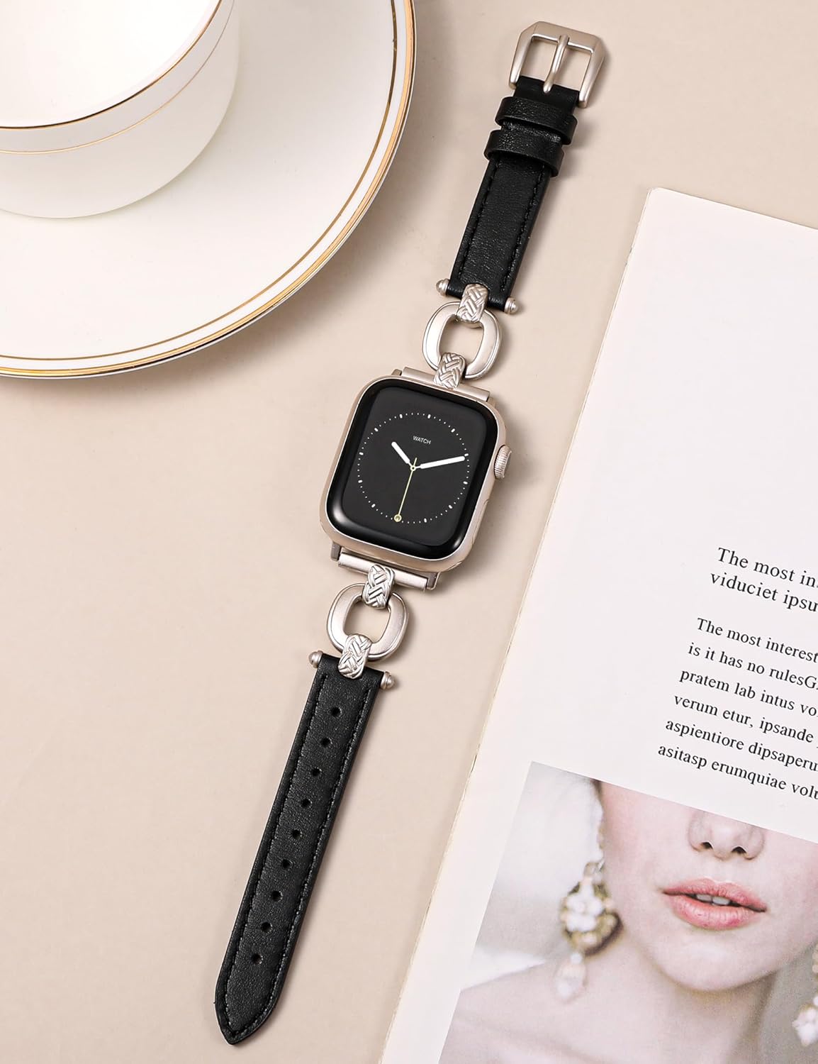 TOYOUTHS Leather Band Compatible with Apple Watch Bands Women 38/40/41/42/44/45/46/49mm Dressy Slim Leather Strap with Boho Metal Buckle Bracelet for iWatch Series 11 10 9 8 7 6 5 4 SE/Ultra 3 2 1 - Image 4