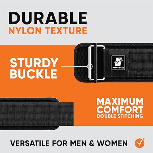 Miniatura 9 de ProFitness Cinturón de levantamiento de pesas para hombres y mujeres, cinturón de levantamiento de pesas con bloqueo automático de 4 pulgadas de