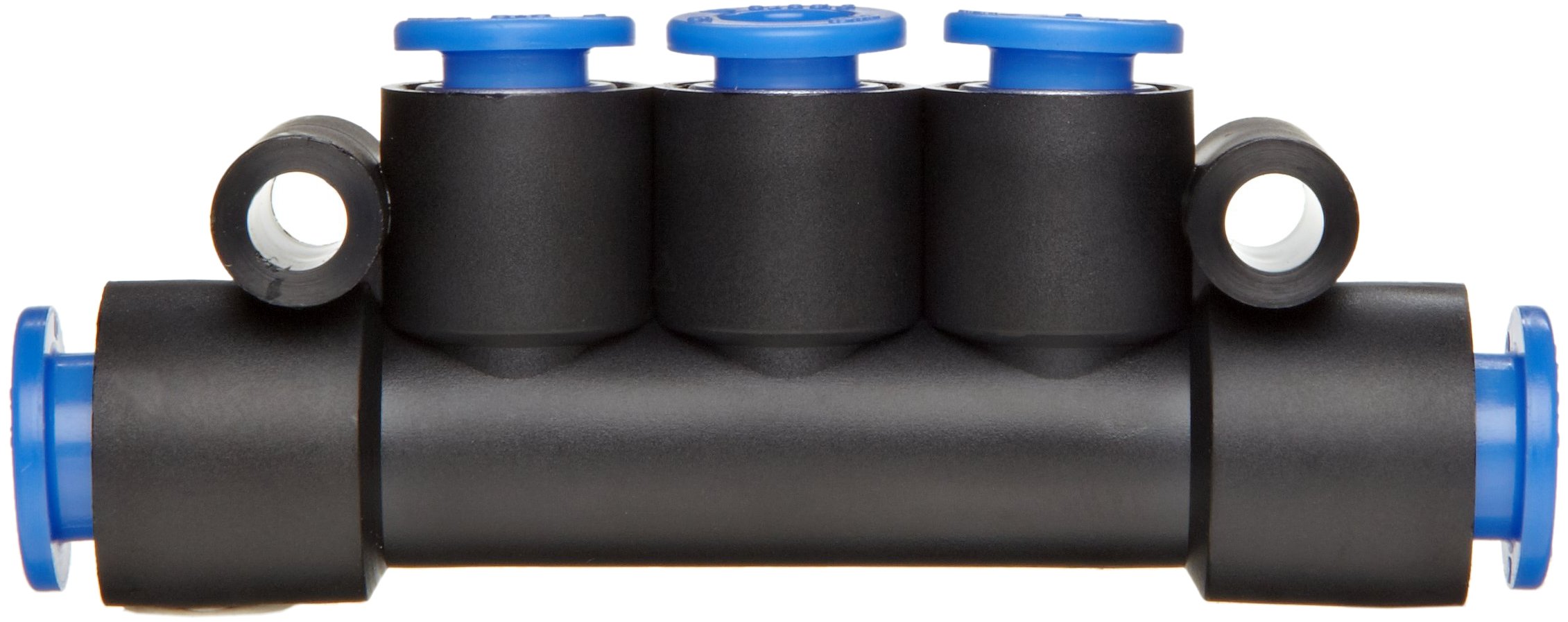 SMC KM13-06-08-3 PBT Push-To-Connect Tubing Manifold, 2 Inlets-8 mm, 3 Outlets-6 mm Tube OD