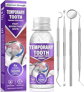 Tooth Repair Kit-for Broken Teeth, Moldable False Teeth-Filling Repair Kit, Fake Teeth DIY at Home, Fixing Missing & Broken Tooth Replacements, with 4 Dental Tools