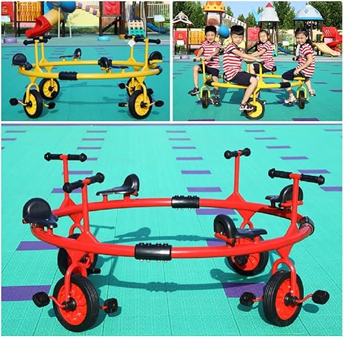 Miniatura 4 de MJKCBD Pedales preescolares para triciclo de cuatro o seis asientos, 360 giros, para patio trasero, jardín de infantes, guardería y equipo de juego