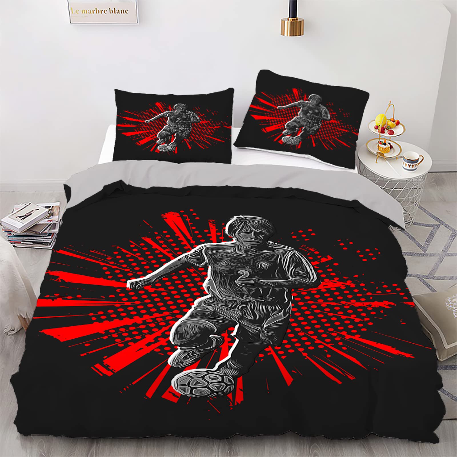 Housse de couette 220x240 style course sobre pour homme et femme adulte