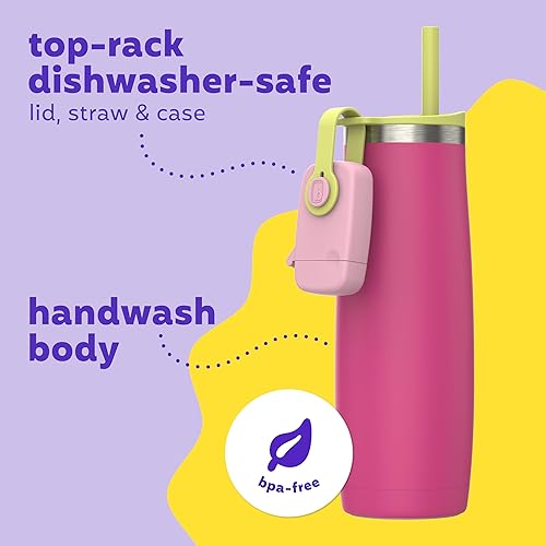 Miniatura 6 de Bubba Radiant - Vaso de acero inoxidable con soporte para popote y tapa deslizante, botella de agua aislada al vacío de 24 onzas que mantiene las