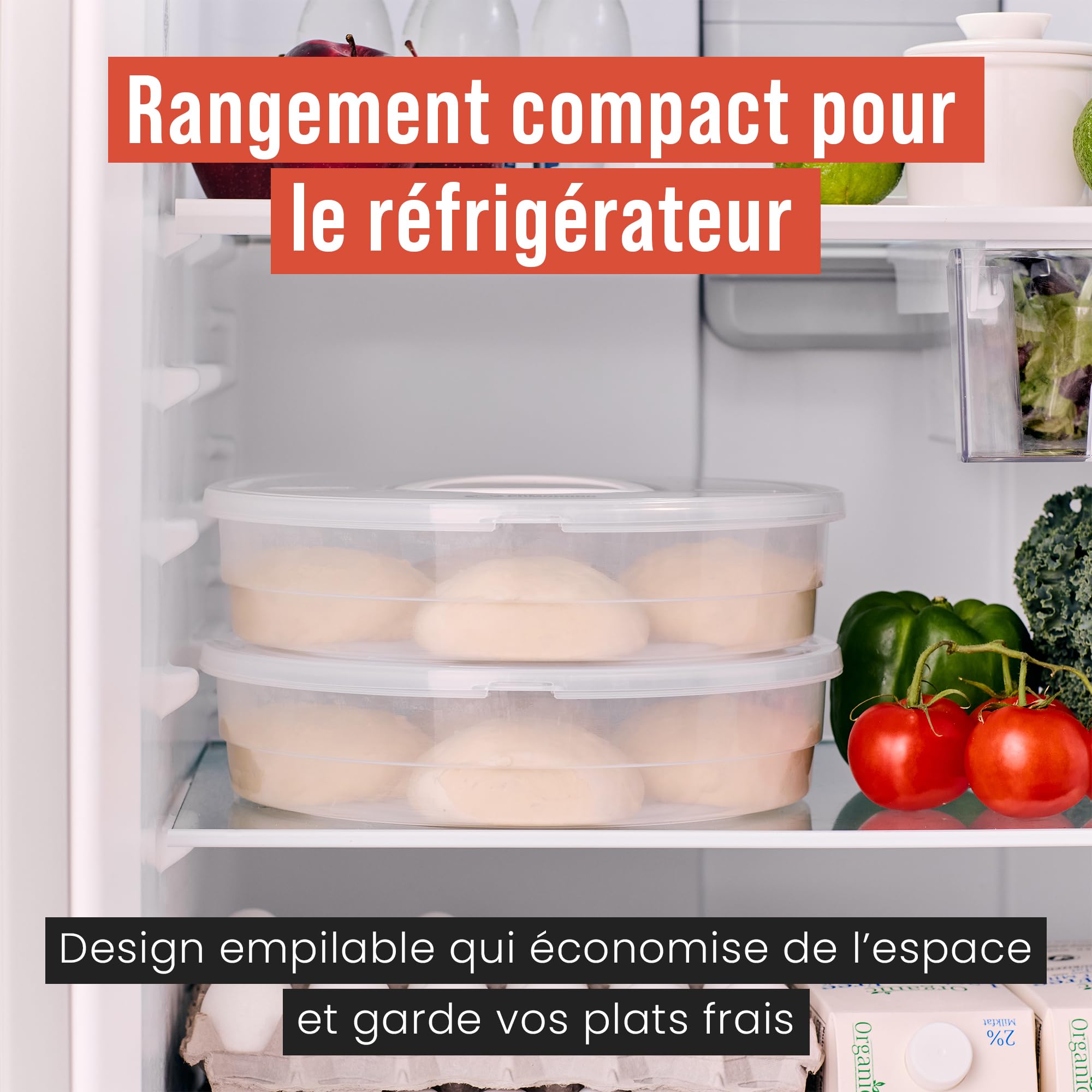 Chef Pomodoro 30,5 cm Boite à Pizza Ronde avec Couvercle, Rangement Compartiments pour Conservation et Transport, Gâteau Transportable Transparent, 2-Pack