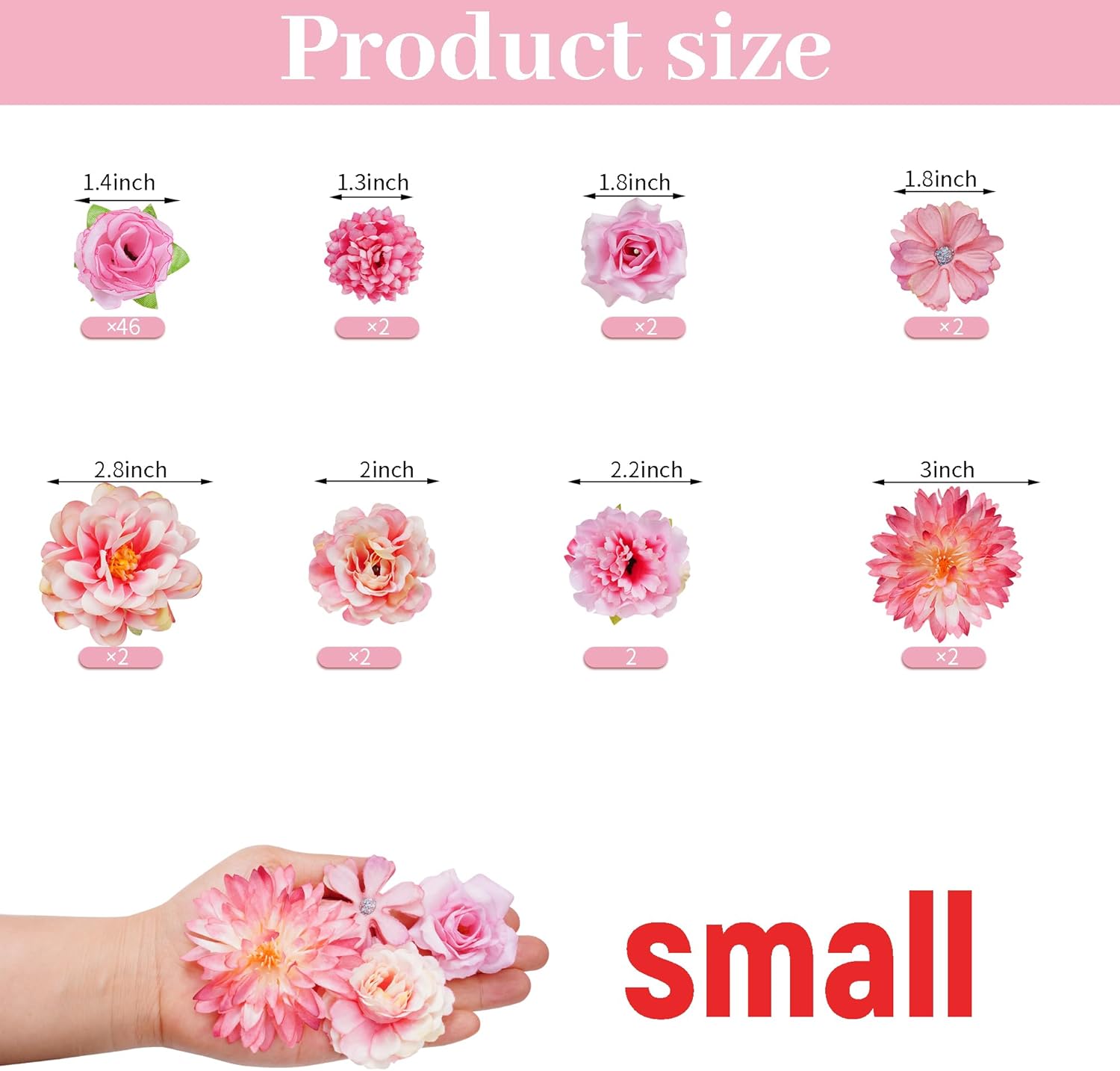 jiebor 60Pcs Mini Faux Flower Heads Small Artificial Tiny Fake Silk Fabric Roses Flower Heads Bulk for Crafts DIY Graduation Cap Party Home Wedding Decor (Purple) - Image 2