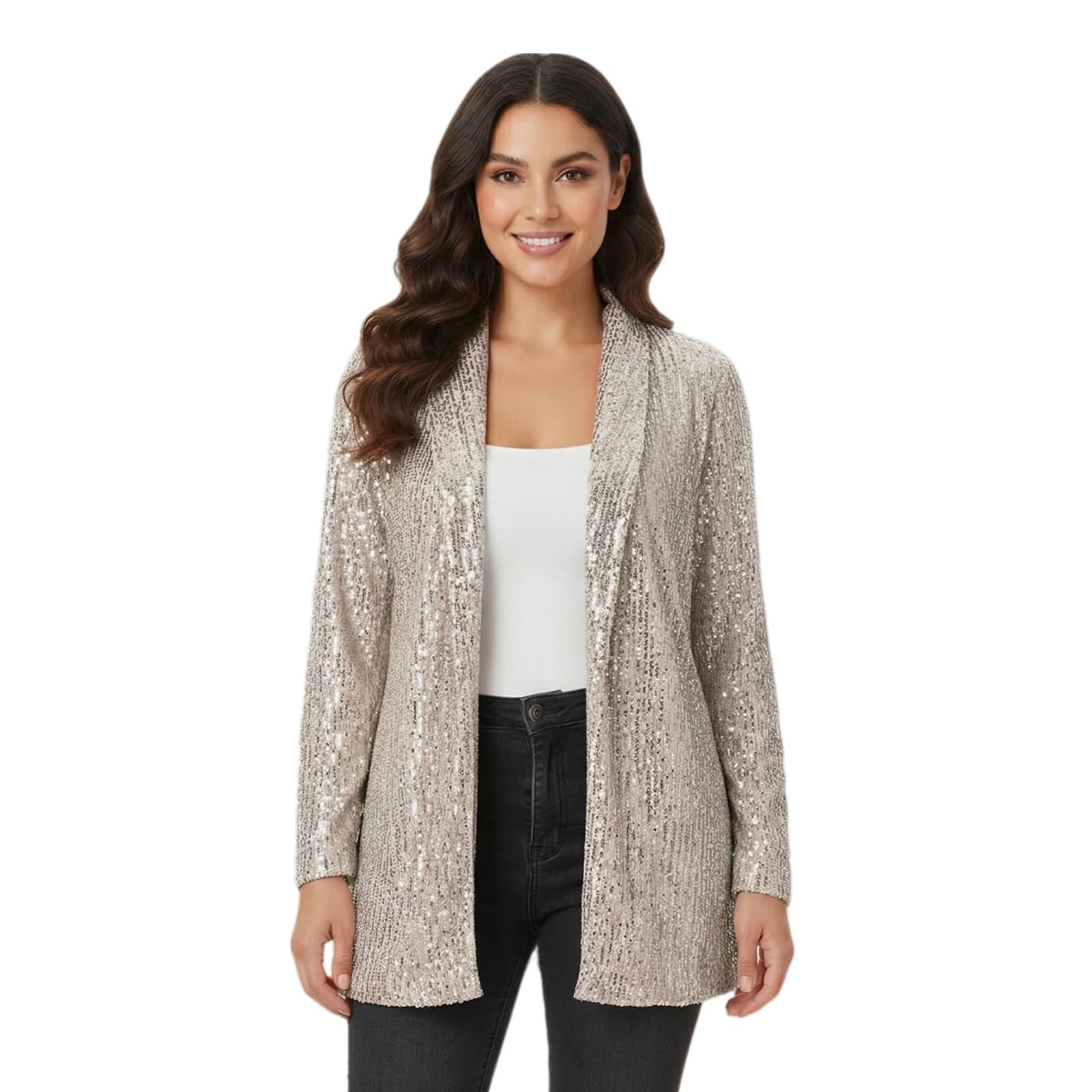Sequin Cardigans for Women Long Sleeve Party Sparkly Jacket Shimmer Glitter Holiday Dressy Concert Evening Outfits