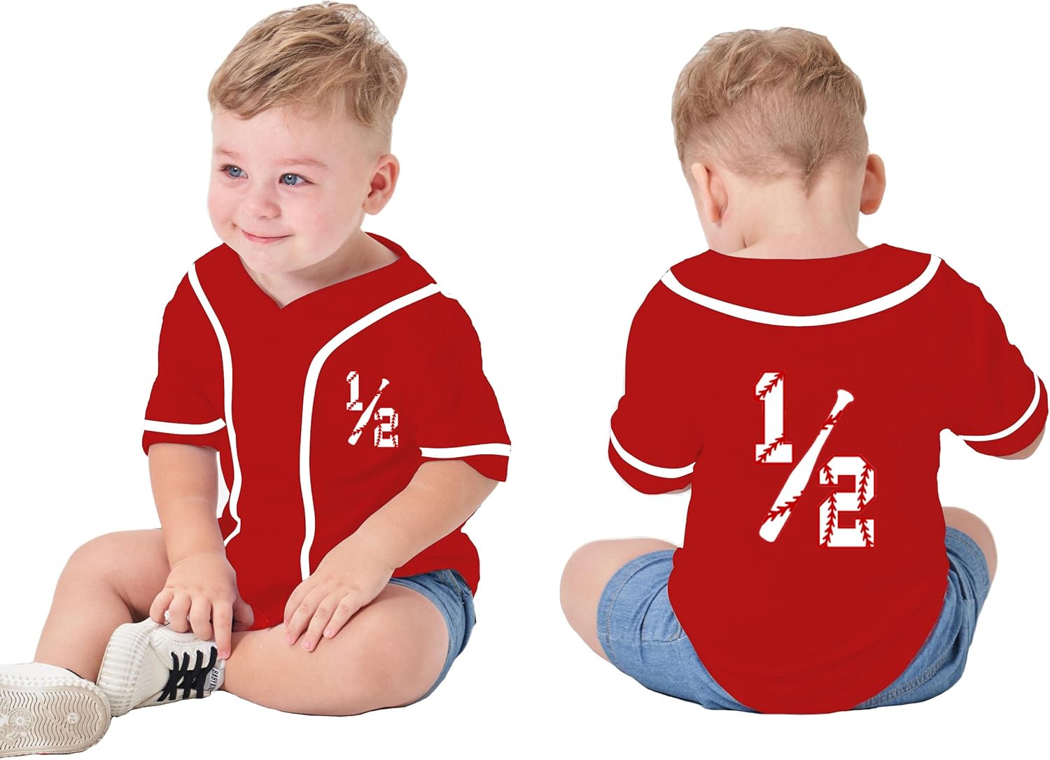 Yuji Itadori Baby Boy 1/2 Birthday Baseball Shirts 6 Months Birthday T Shirt Photoshoot Outfit Tees - Image 4