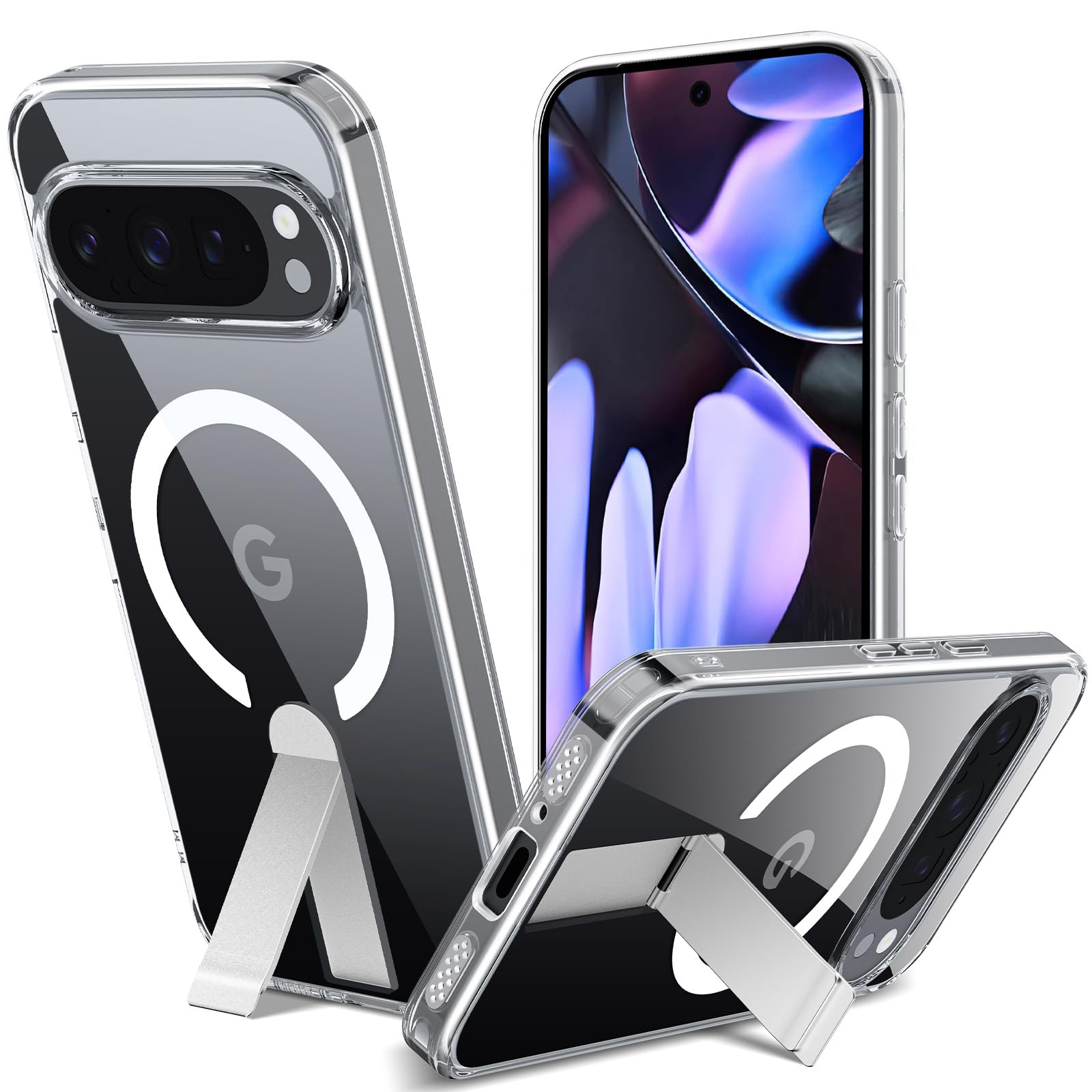 Custodia Poetic Spartan Per Google Pixel 9 Pro Fold 5G &ndash; Metallo Grigio, Con Cavalletto, Resistente