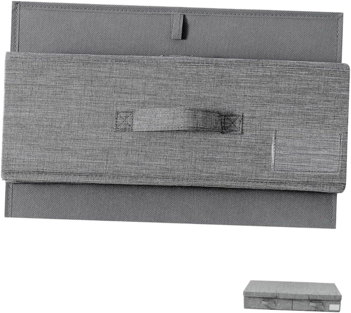 Folding under Bed Clothes Storage Bag Lid Multi-functional Organizer Bin for Quilts Blankets and Garments Space-saving Clamshell-type Storage Box for Bedroom and Closet Use