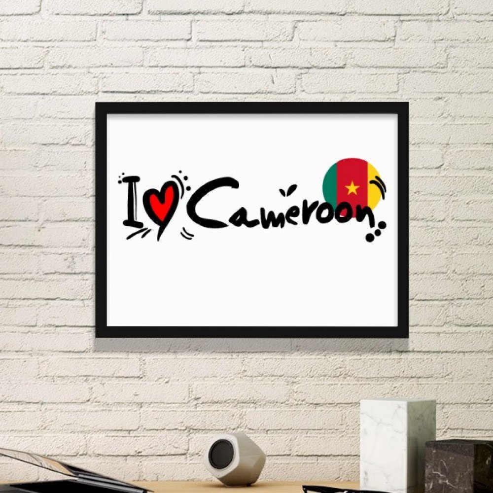 Cadre photo J'aime Cameroun déco murale affiche coeur drapeau peinture et estampe noir