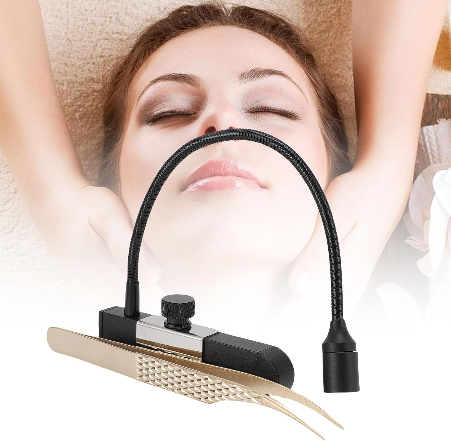 Zunate Portable Eyelash Extension Lamp with Foot Pedal Tweezers, 395-400nm Curing Light,1-2 Second Fast Cure, Pen Sized Handheld for Beauty Salon, Nail Tech, Home (Black)