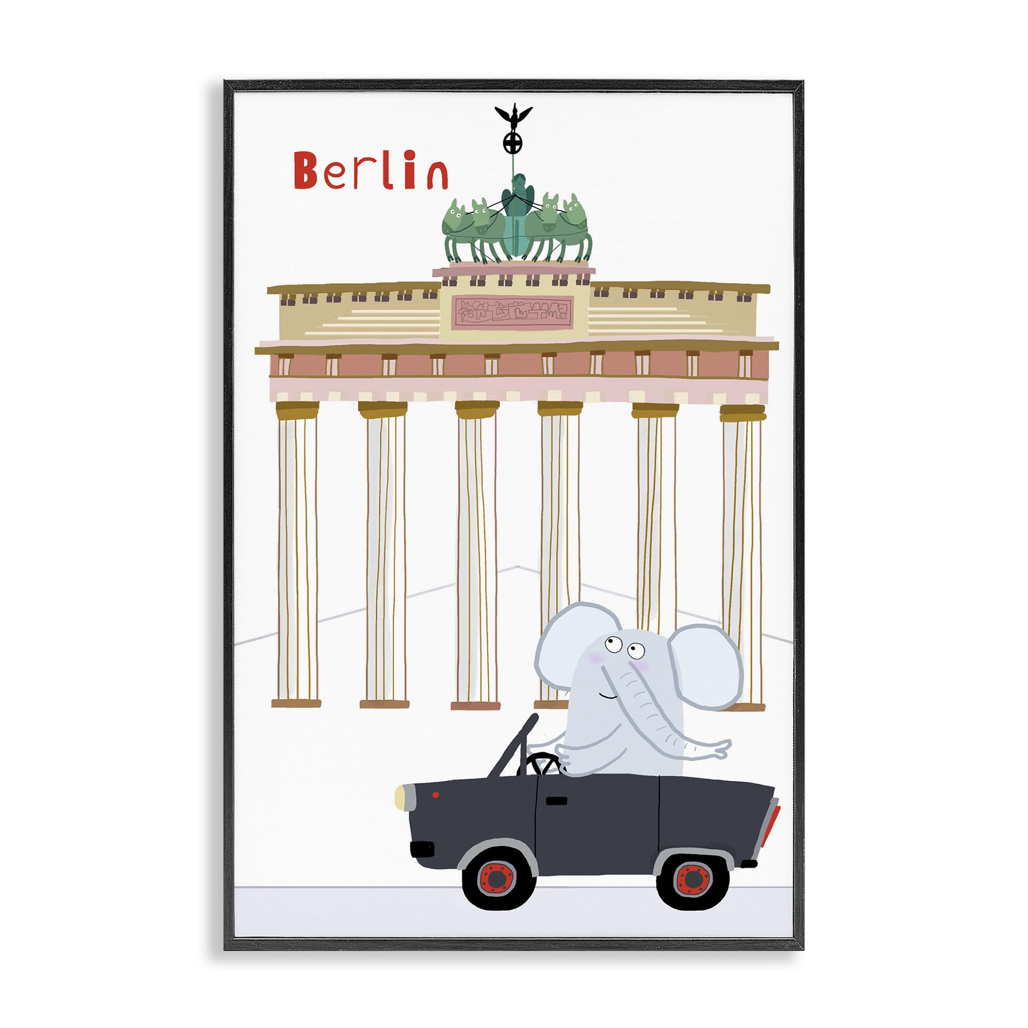 Éléphant Berlin architecture cadre noir tableau giclée d'art Carla Daly