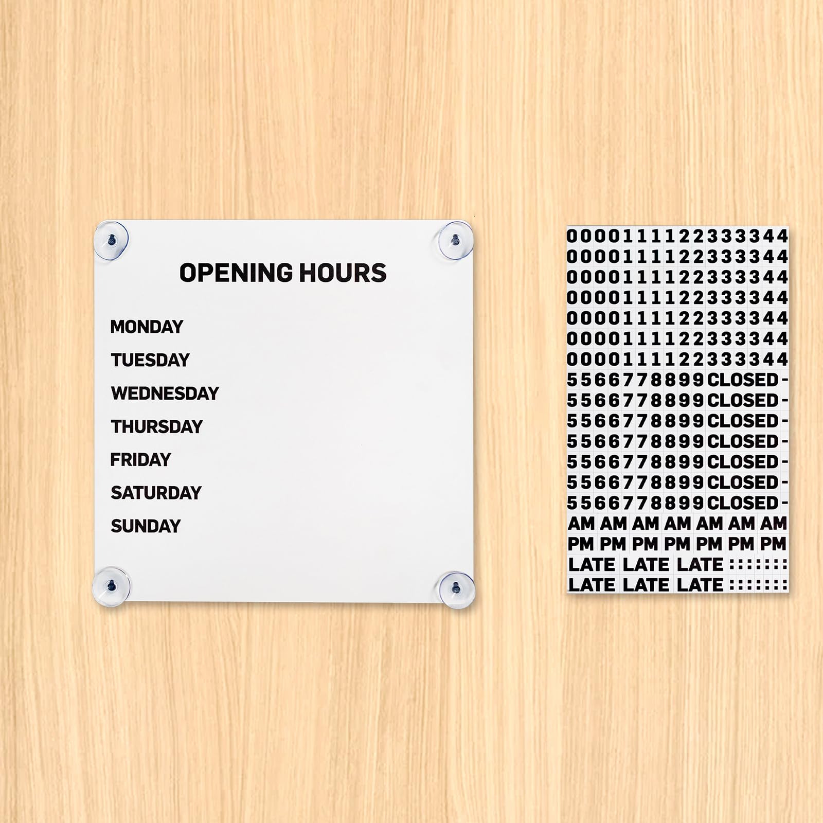 THYXGS 10.2 X 10.2 Metal Magnetic Business Hours Sign, Reusable Storefront Schedule Sign, With Suction Cups/changeable Numbers, Reusable Schedule Board, For Glass Door, Restaurant White
