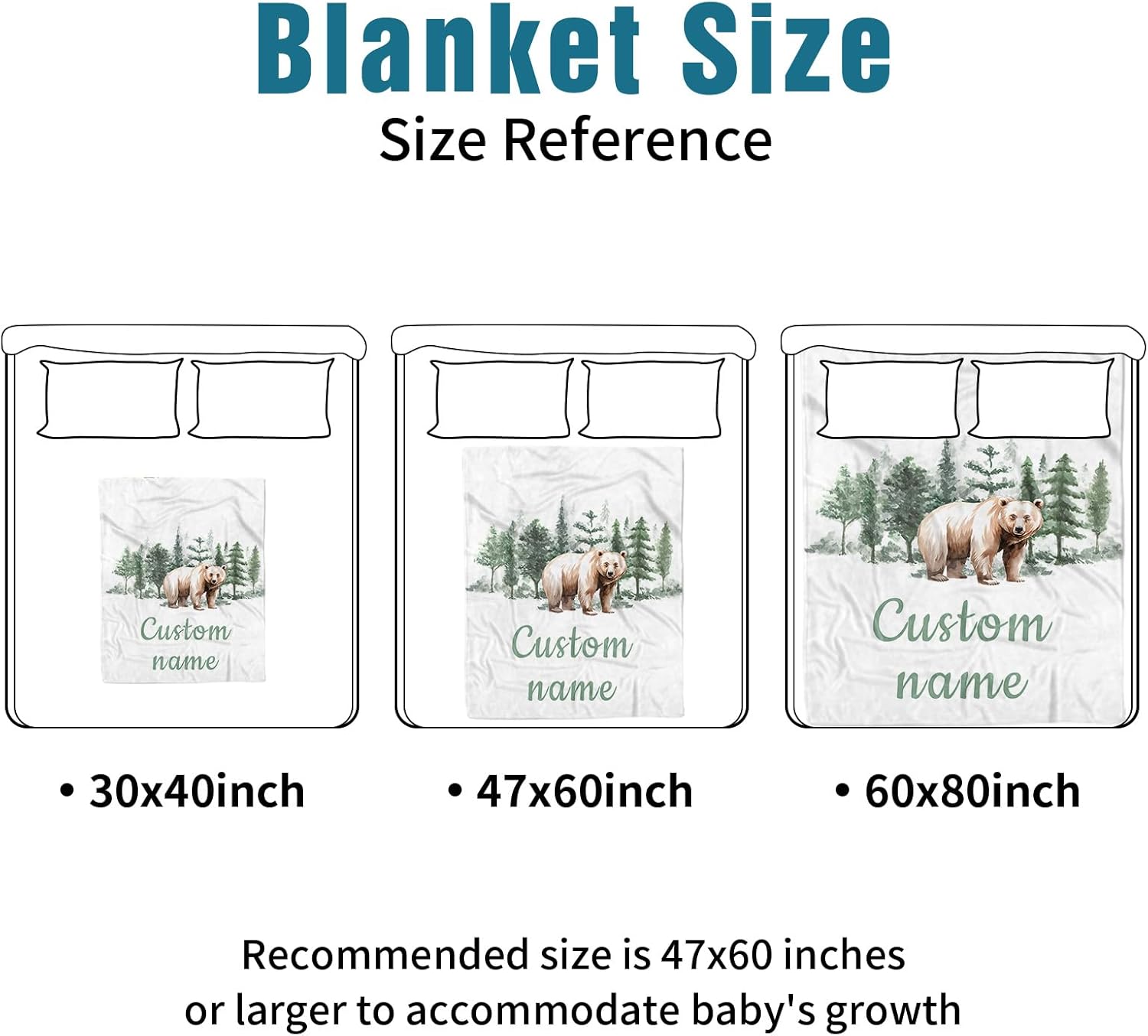 Custom Crib Bedding Set for Infant Babys - 3 Piece Animal Theme Set with Blanket Changing Pad Cover and Crib Sheet, Personalized Infant Crib Bedding Sets with Name, Newborns Gifts