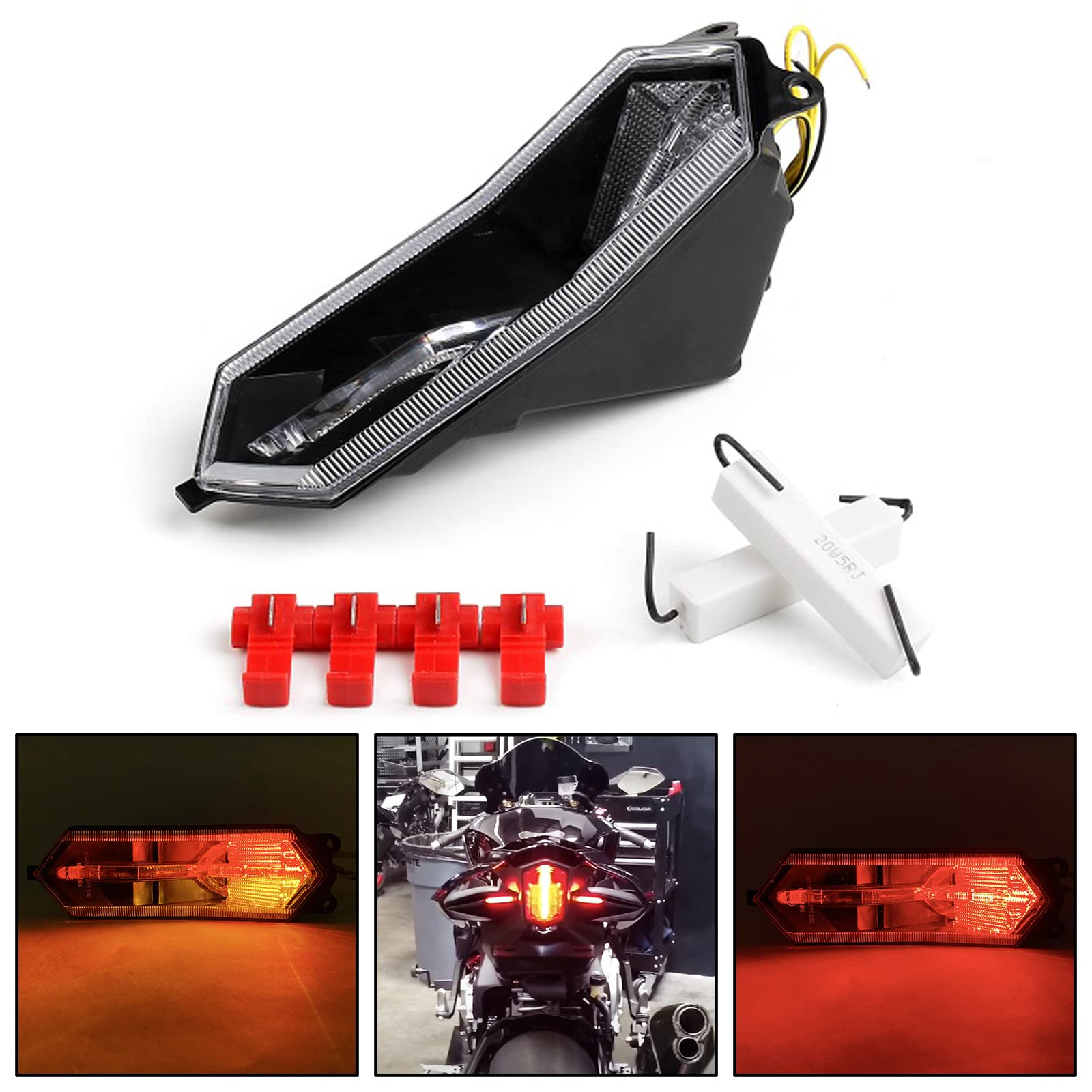 GOODELY LED Tail Brake Lights Turn Signal Integrated Compatible with YZF R6 2017-2022,YZF R1 R1S R1M 2015-2022,YZF R7 2022-2023 (Clear)