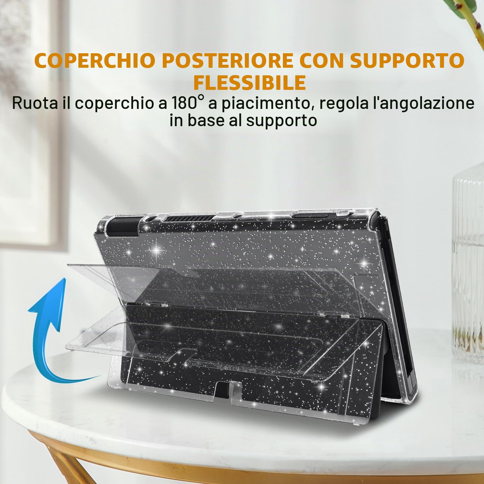 DLseego Custodia per Nintendo Switch OLED Modello 2021, Glitter Cover Agganciabile Houisng con Flip Shell Compatibile con Switch OLED Console, Trasparente
