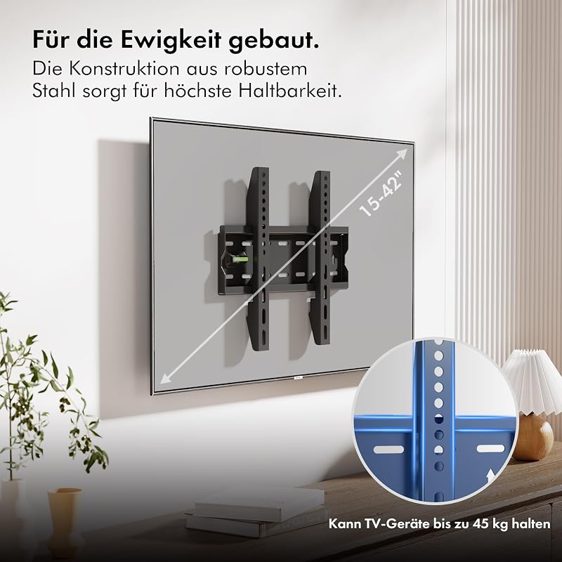 VonHaus 15-42" Fix TV fali tartó konzol beépített szintezővel 40kg terhelhetőség